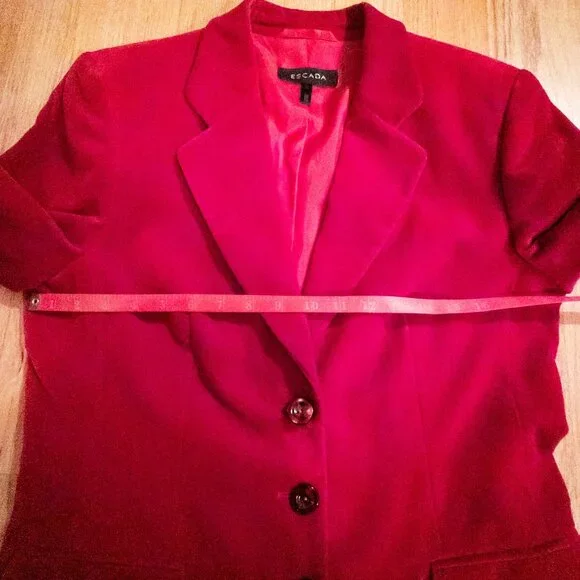Vintage Escada Black Label Red Velvet Blazer - Picture 11 of 13